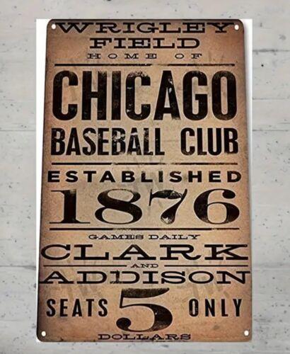 

Chicago Cubs baseball Club Vintage Metal Tin Sign newAluminum 20x30cm（7.8x11.8inch）