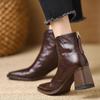 Neue Herbst-Übergrößen-Stiefel mit hohen Absätzen - Damen-Plateau-Stiefel im Retro-Stil mit eckiger Spitze und Reißverschluss