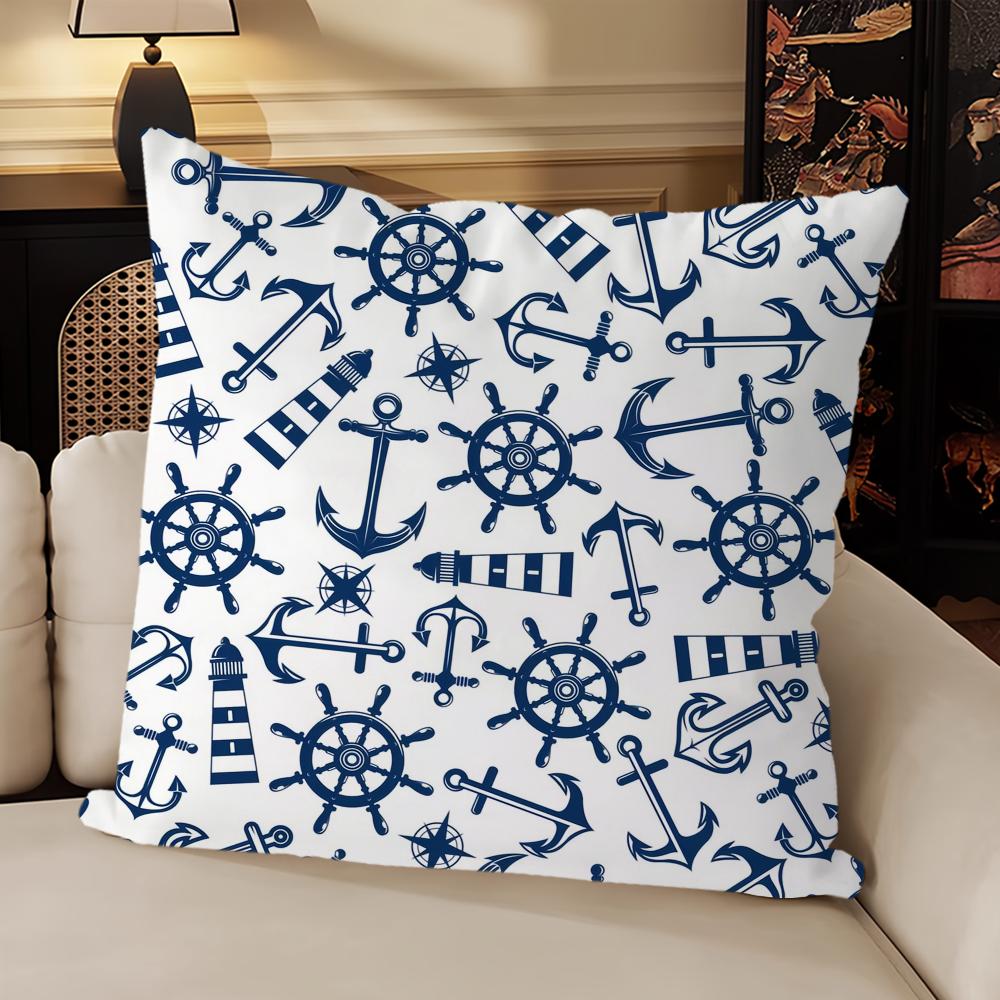 Art Sea Life Blue cushion cover Sofa Living Room Bedroom Headboard Backrest Cushion Square Cushion Nap Time Pillow Case