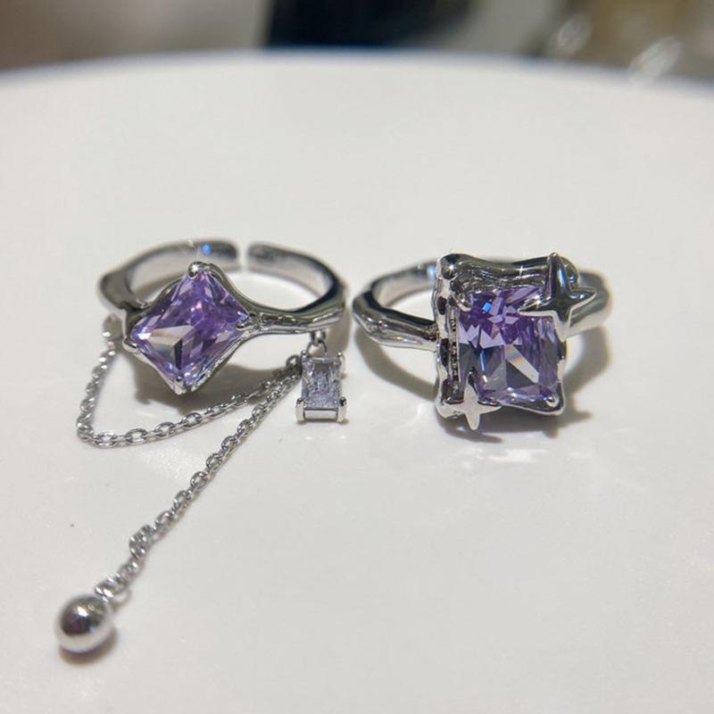 

Sugar Light Luxury Purple Zircon Tassel Women’s Open Ring