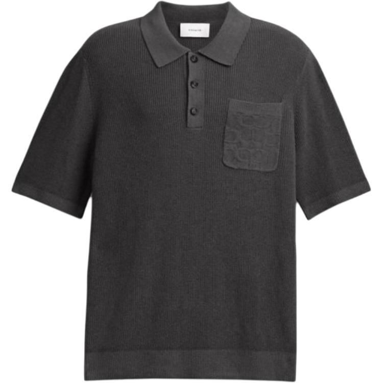 Coach Ss25 Solid Knit Short Sleeve Polo Shirt Men Polo Shirts Black CY571-A0R L