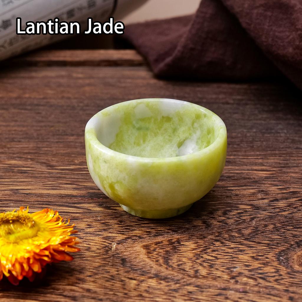 1pc Natural crystal original stone jade tea cup Kung fu cup white jade Xiuyan jade wine cup tea set Lantian jade cup amethyst