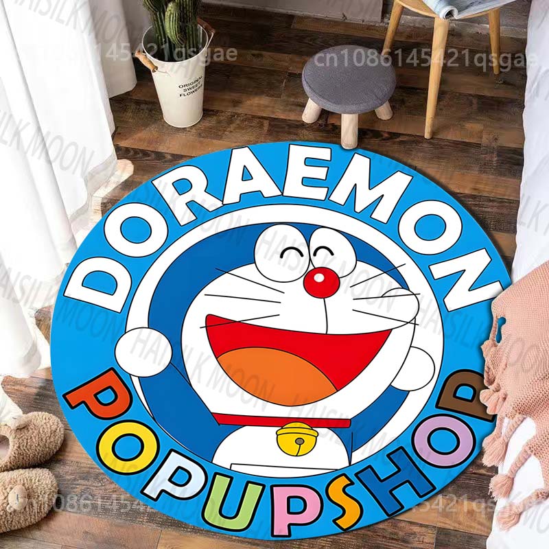 

Best Seller! Classic Cartoon Doraemon Print Round Carpet Surprise Gift for Boys and Girls Bedroom Mat Living Room Sofa Study Rug Diameter 60cm