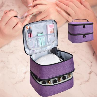 Doppelschichtige Nagellack-Aufbewahrungstasche Handtasche Trockner-Etui Abnehmbar Trennbar 30 Fächer Mit ausgekleidet