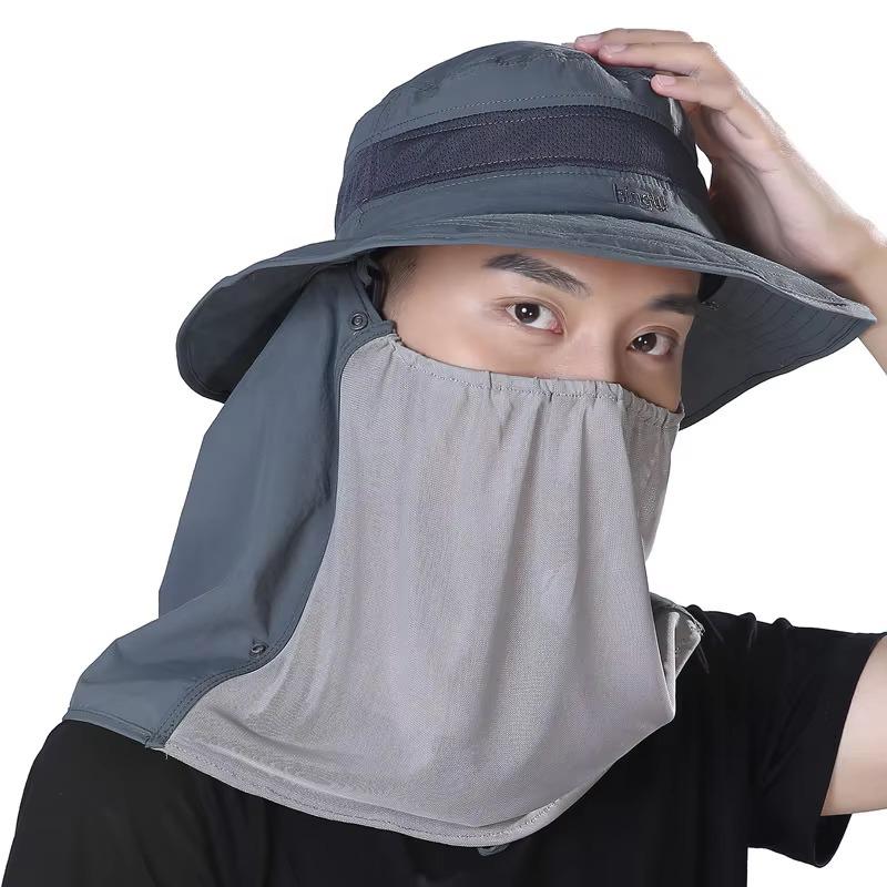 Packable Foldable Summer Sun Shield Baseball Cap with Mesh Panels Detachable Full Face Neck Protection for Travel Cycling Beach