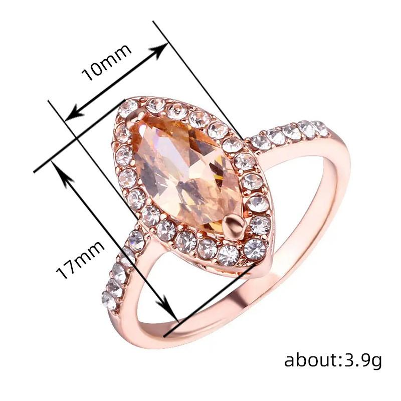 Copper Wedding Rings for Women Marquise Cubic Zirconia Temperament Elegant Champagne CZ Rings Trendy Jewelry