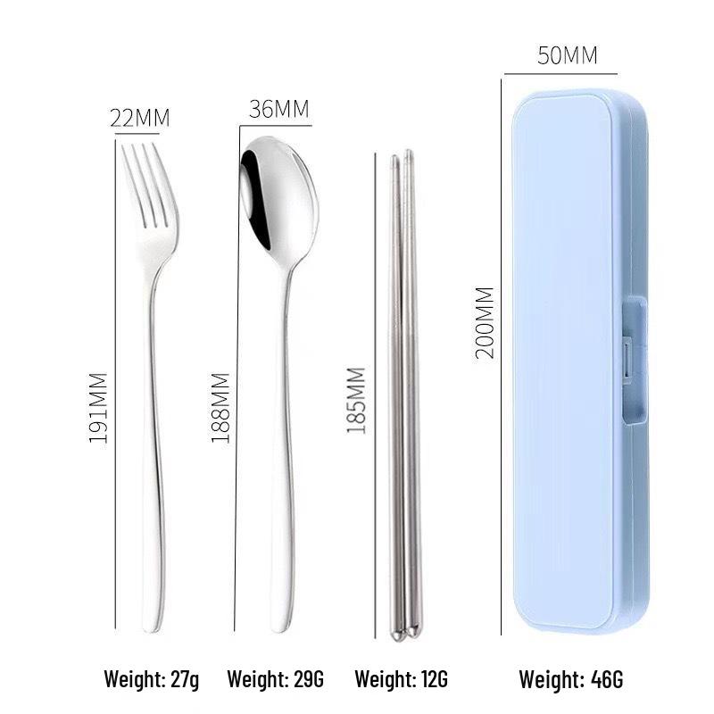 Portable Stainless Steel Cutlery Set: Fork, Spoon & Chopsticks - Ideal for Students & Outdoor Use