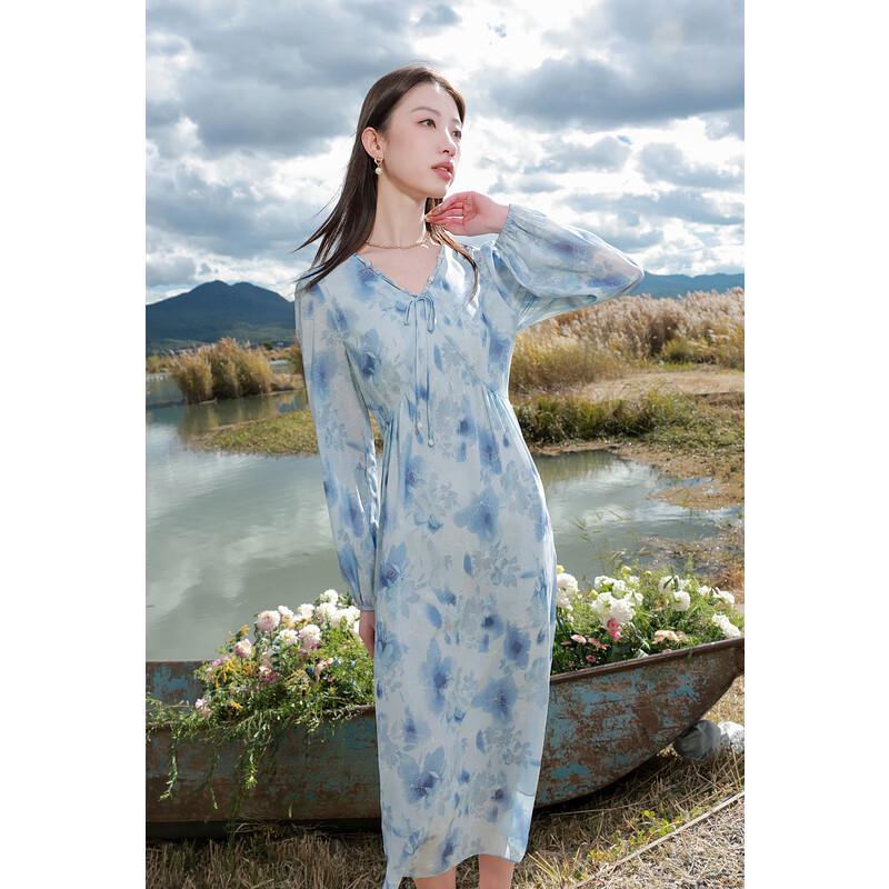 

French Style Floral V-Neck Plus Size Maxi Dress L 165/92B