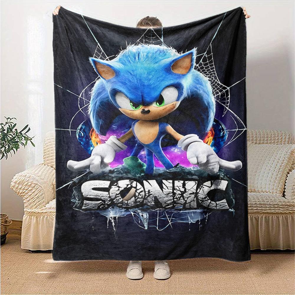 1pc Sonic Blanket Lightweight Flannel Throw for Sofa Bed Travel Camping Livingroom Office Couch Chair