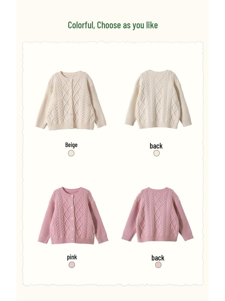 2025 Winter Mädchen Süßer & Vielseitiger Strickcardigan aus Merinowolle