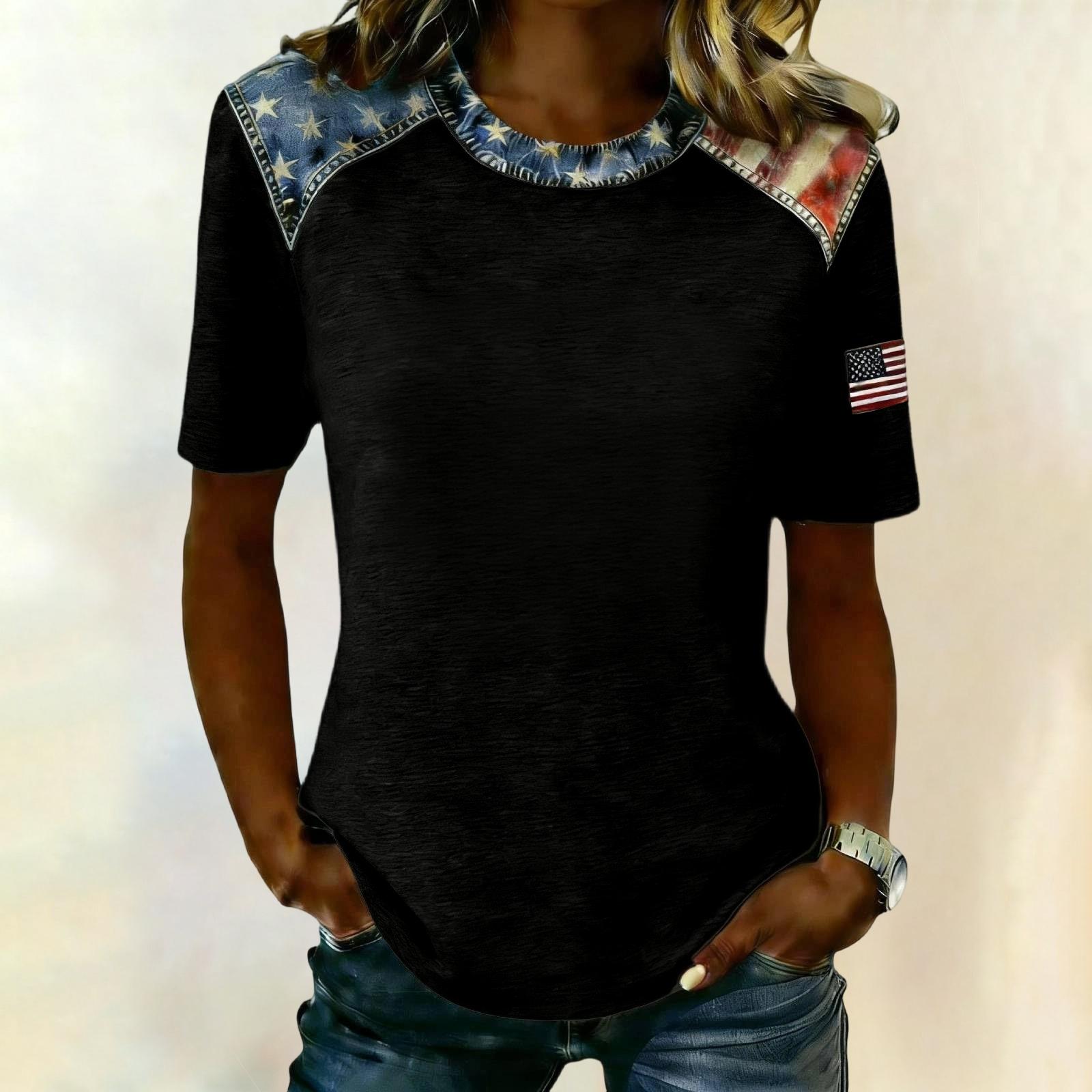 

Стильная женская повседневная блузка с принтом в виде звезд L чёрный