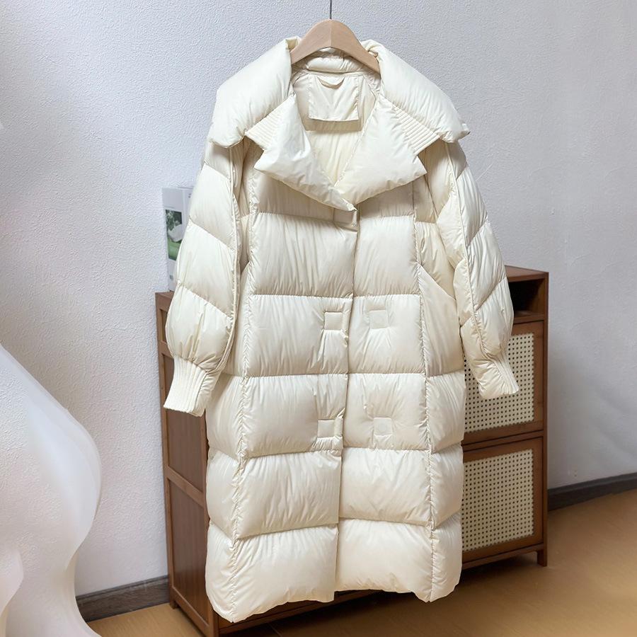 Women Down Long Jacket Autumn Winter Warm Casual Over Size Loose Outwear Soft Comfortable Fashion Coat