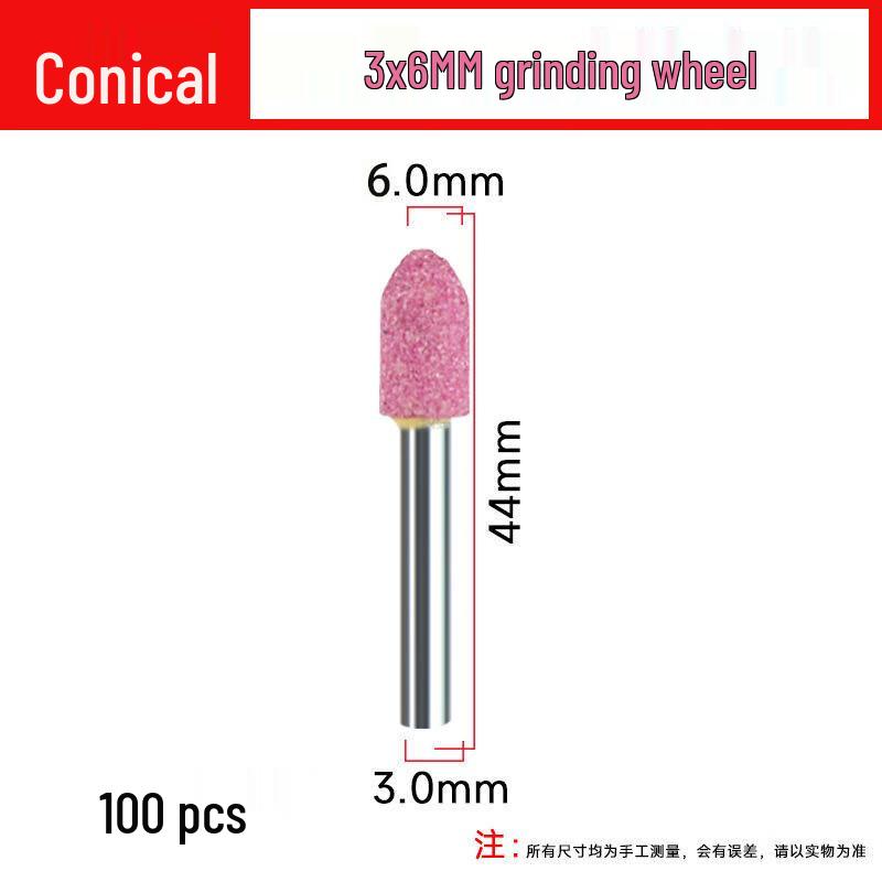 Baishengniu Red Corundum Conical Grinding Bits (100-Pack)