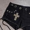 Y2K Summer Women's High Street Gothic Cross Hot Stamped Design Shorts