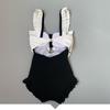 Bow Swimming Suit Women's Spa One-piece Swimwear South Korea Ins Obscure Belly Showing Thin Halter Sexy Beachwear