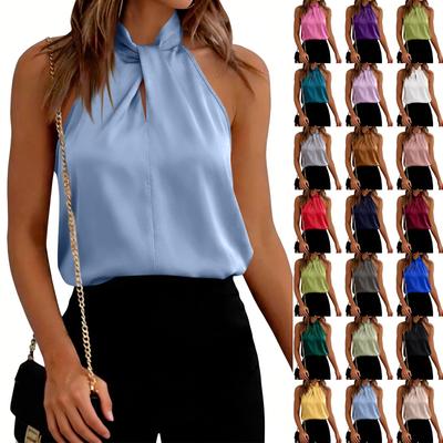Damen Mode Farbe Nacken Hängend Ärmellos Sexy Weste Top