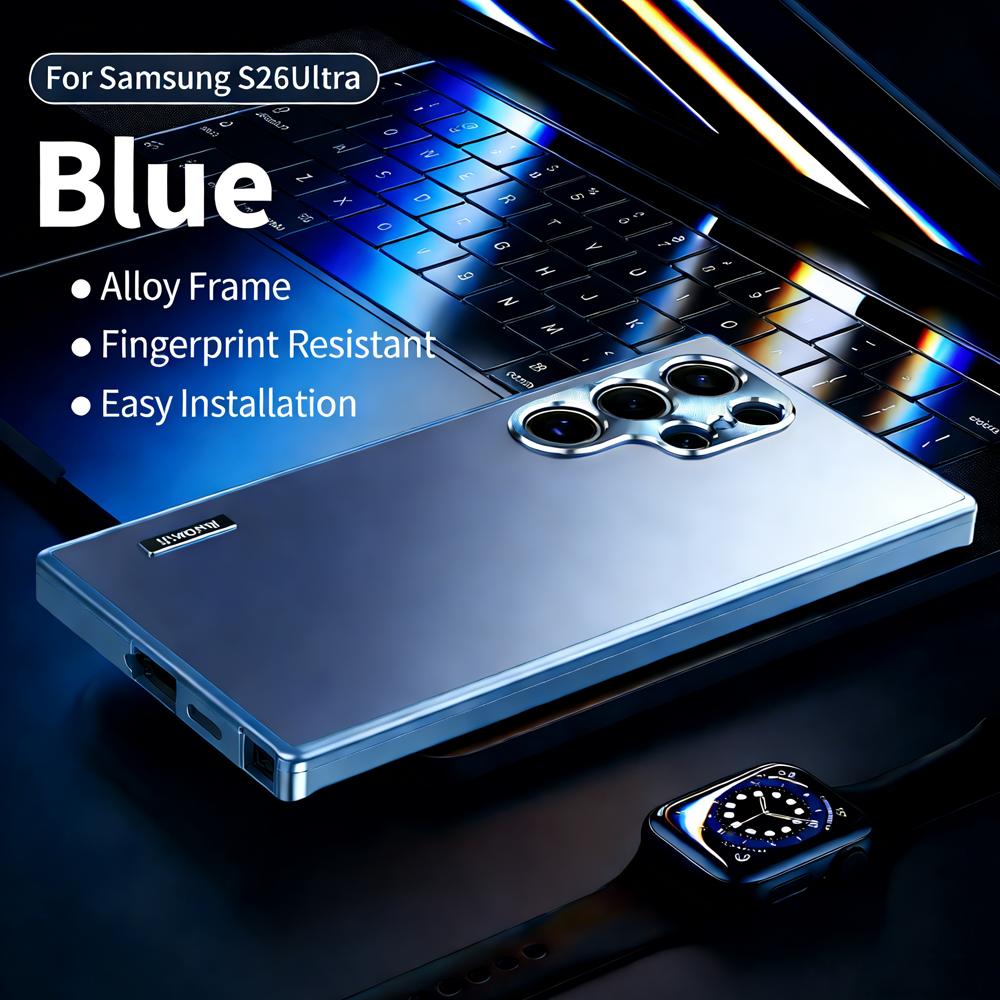 

Розкішний металевий магнітний чохол-накладка для Samsung Galaxy S26 S25 S24 S23 S22 S21 Ultra Plus Титан Алюміній Повний захист об єктива Чохол для телефону For Samsung S21 Ultra синій