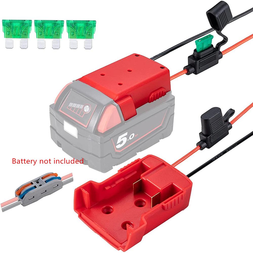 DIY Battery Converter Adapte for Milwaukee M18 18V Lithium Battery with Fuse & Wire terminal DIY Battery Adapter Power Connecter