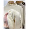 Autumn and Winter Plush Sweater Women's Thickened Integrated Plush Slim-fitting Inner Semi-turtleneck Pullover Bottoming Knitted Sweater Thermal Top