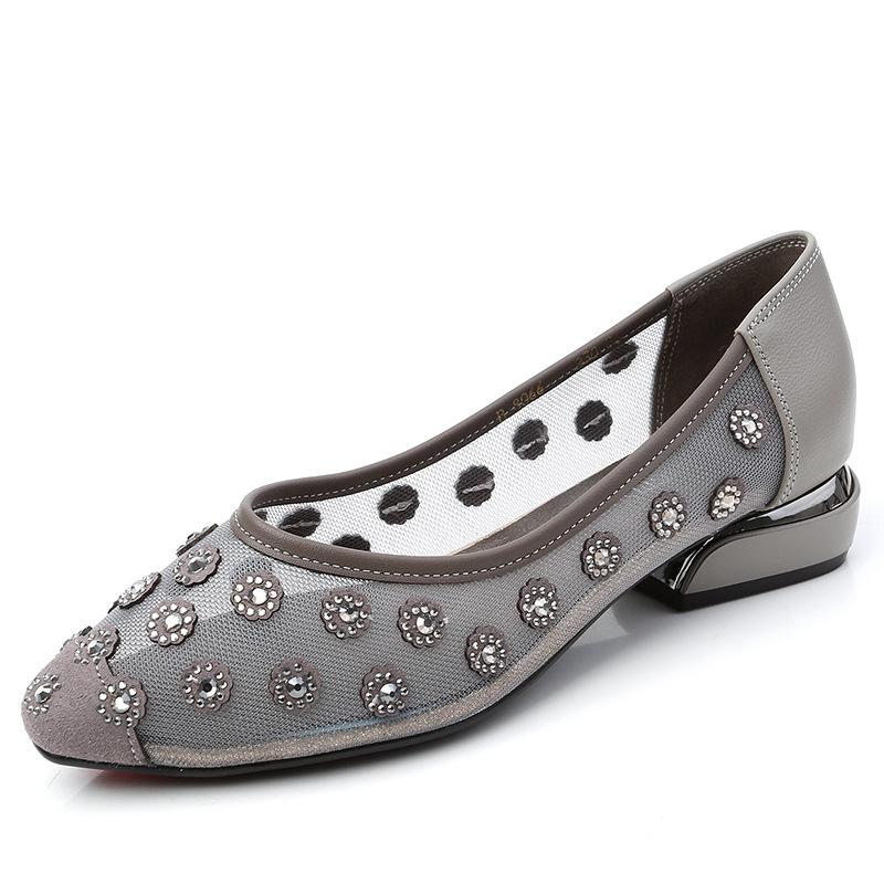 

Горячие бриллиантовые сетчатые женские туфли с вырезами Новые летние туфли-лодочки с вырезами Женские сандалии на плоской подошве Дышащие Сандалии на мягкой подошве Обувь для мамы 35