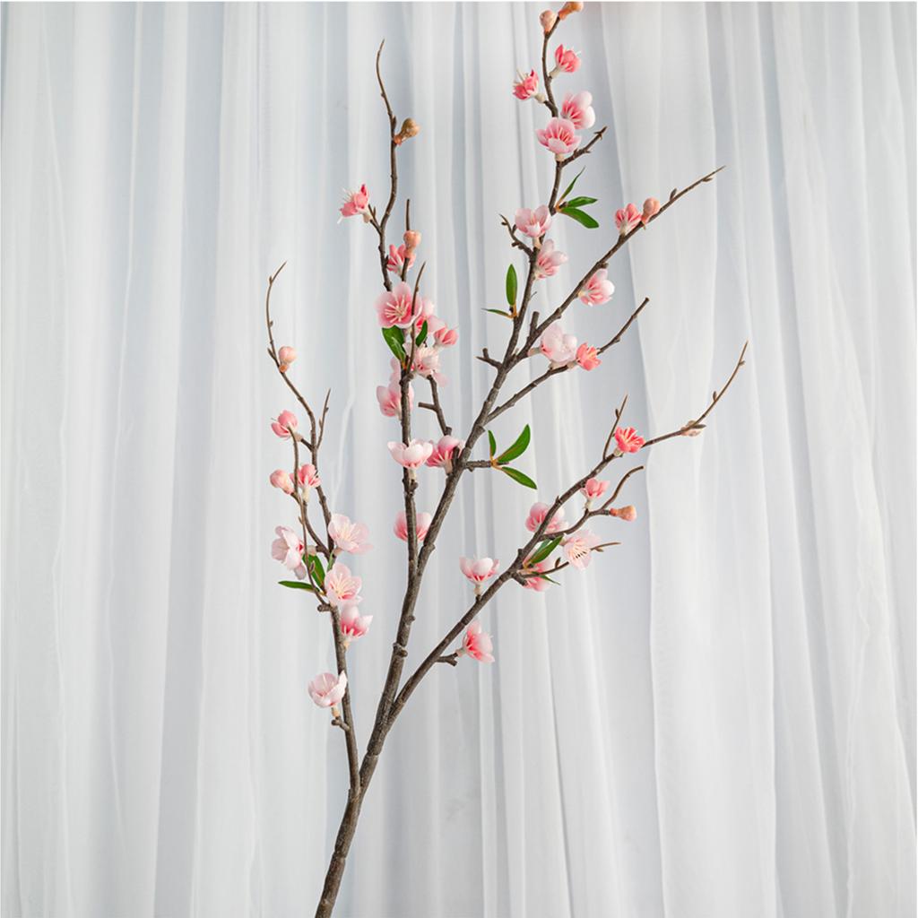 Artificial Cherry Blossom Branch with 5 Sub Branches 95cm Realistic Silk Flower Fake Peach Tree Branch for Wedding