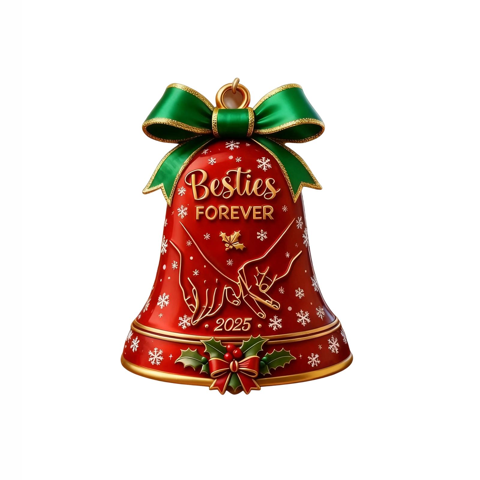 

8*8cm Forever Best Friends Christmas Bell Ornament, Flat Acrylic Christmas Tree Pendant One Size