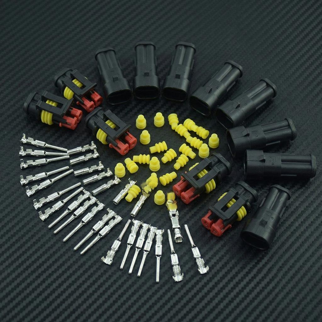Way AMP Super Seal Waterproof Electrical Wire Connector Plug for Car Waterproof Connector 5sets Kit 2 Pin 2 Pins