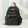 Solid Color Diamond Grid Car Stitching Rivet Fashionable Backpack with Women's Texture, Large Capacity, Simple Backpack