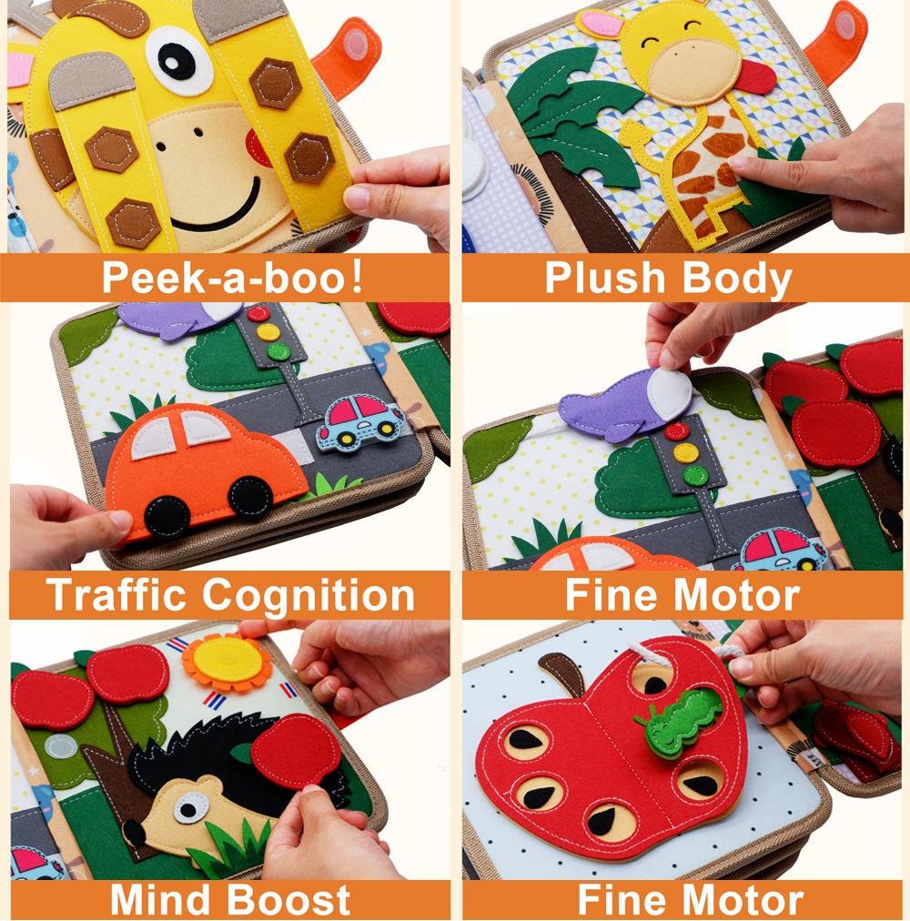 Babyspielzeug Weiches 3D Stoffbuch Erstes Buch Montessori Säugling Frühe Farbe Kognitive Lernspielzeuge Erlernen grundlegender Lebenskompetenzen Spielzeuge