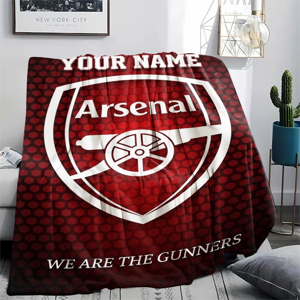 1PC Custom Name Arsenal Patterned Flannel Blanket Suitable For All Seasons for Home Decor Warmth and Comfort Gifts Holiday Present