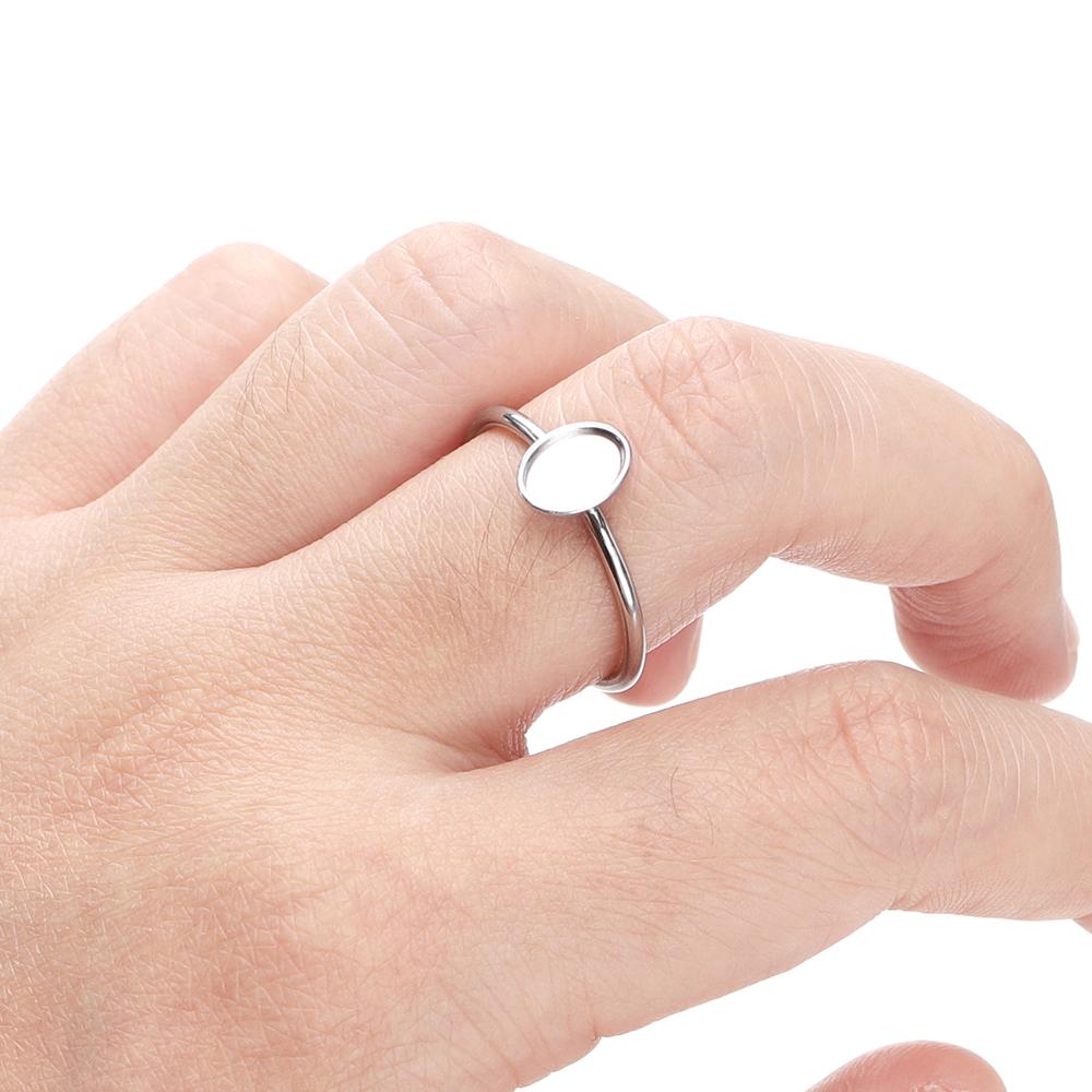 5pcs Gold Color Stainless Steel Open Ring Cabochon Cameo Blank Tray Base Settings for DIY Rings Jewelry Making Findings Supplies