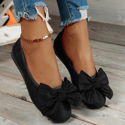 Foreign Trade Large Size Bow Women's Single Shoes 2025 New Round Head Shallow Mouth Soft Sole Flat Sole Single Shoes Women's Summer Grandma Shoes
