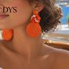 Handmade Boho Jewelry 1 Pair Raffia Flower Earrings for Women, Rattan Lightweight Woven Round Drop Dangle Earrings, Straw Summer Beach Vacation