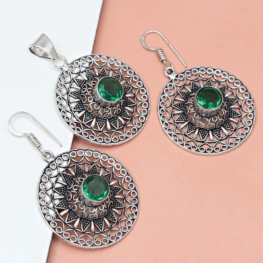 Diopsid Set Chrom Edelstein Schmuck 18-20'' Halskette Anhänger Ethno