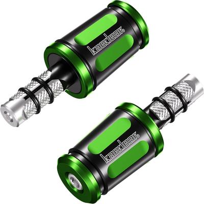 Kaedear KDR-BE2-U-GR Handlebar End Weights for Motorcycles, Motorcycle Accessories, Variable Bar Ends (Green/Black, Universal)