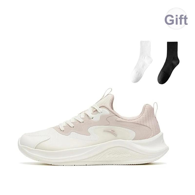 Anta Walking Trendy Non-Slip Durable Low-Top Running Shoes Women Sneaker White Gray 922525558F-6