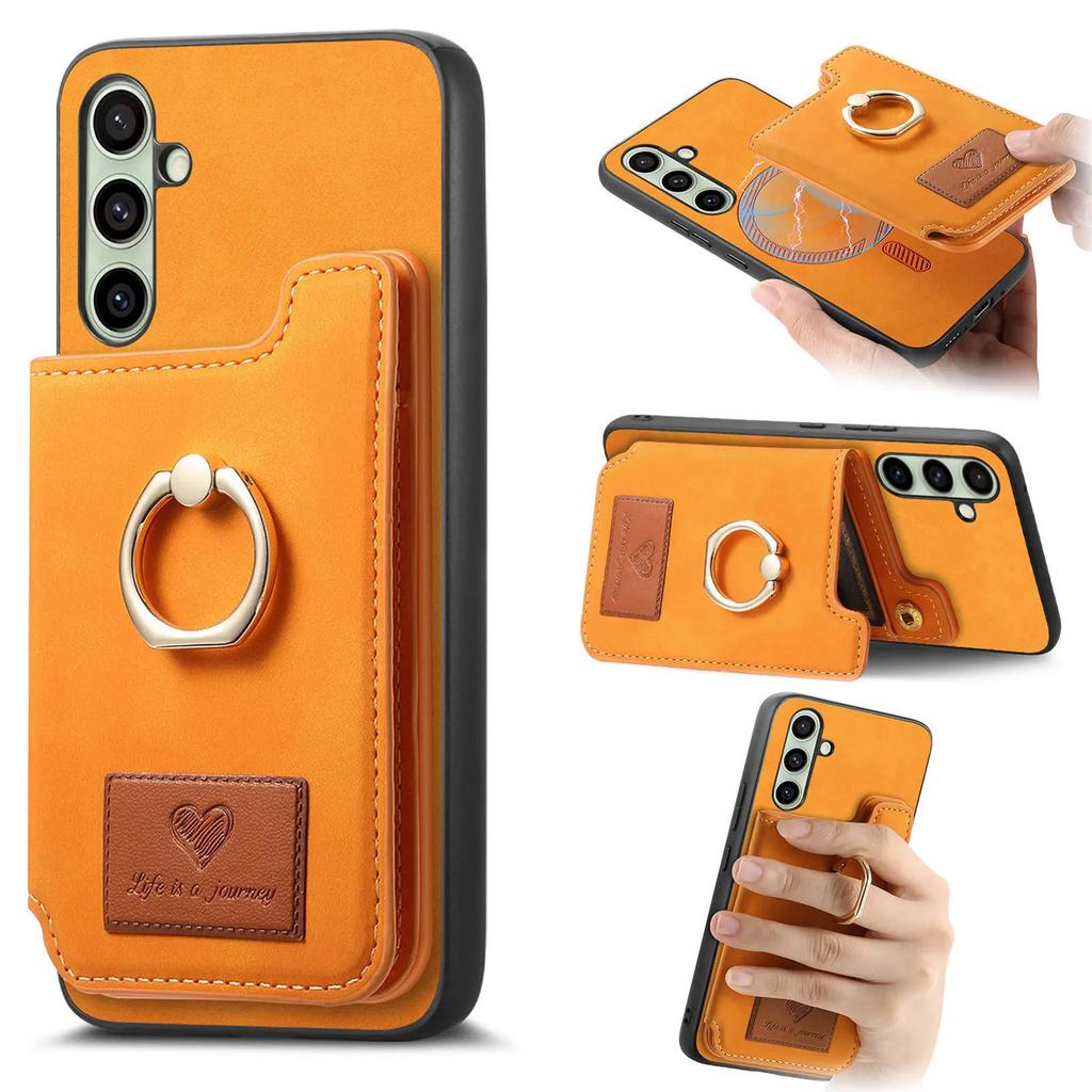 2 In 1 Detachable Cards Solt Wallet Leather Case For Samsung S25 Ultra S24 Plus S23 A56 A06 A16 A55 A35 A15 A05 A24 Ring Holder