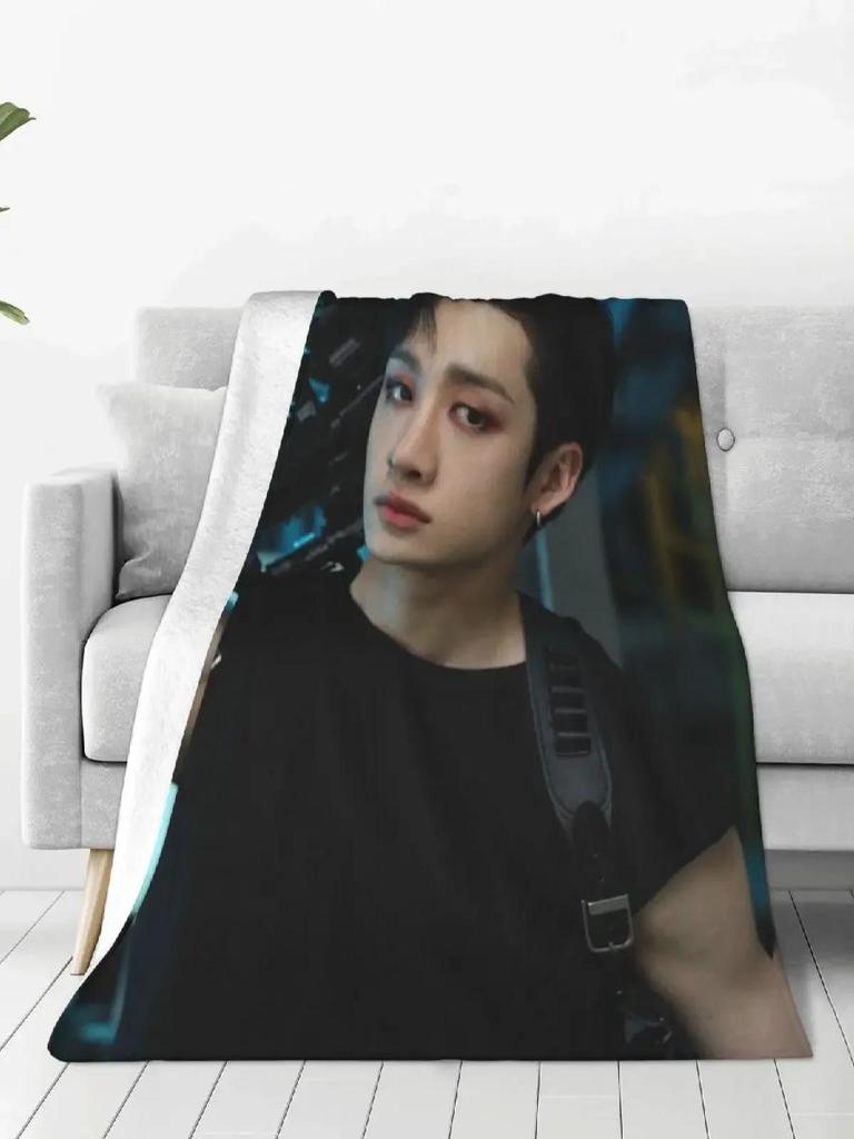 Bang Chan Flannel Throw Blanket Soft Warm Gun Print for Living Room Travel Bedspread Sofa Bed Cover