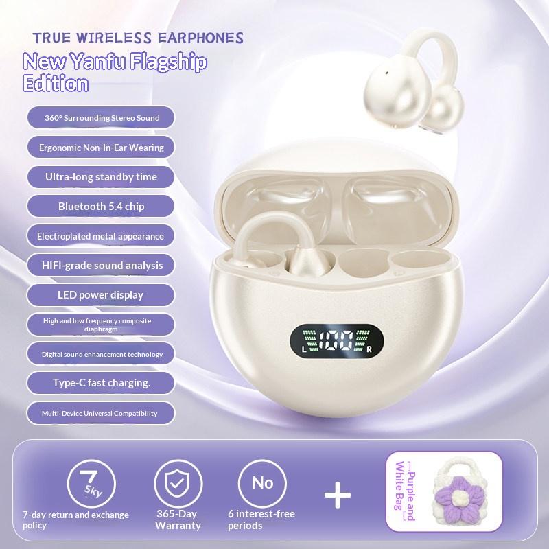 New M79 Earphones Wireless Bone Conduction HIFI Bluetooth 5.4 Earbuds Clip On Ear With Mic Digital Display Waterproof Sport