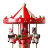 Christmas Wooden Carousel Music Box Turn Horse Shaped Hand Painted Ornament Rotating for Anniversary Present Durable