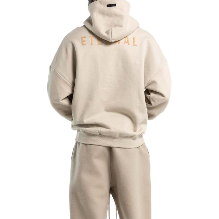 Fear of God Solid Color Letter Hoodie Men Hoodies Gray Beige FGE50004AFLCBEI