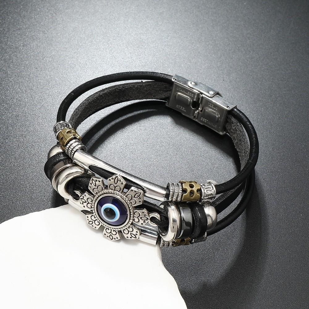 Metal Buckle Bracelets Leather Hand Chain Fashion Wristband  Couple Jewelry Gift