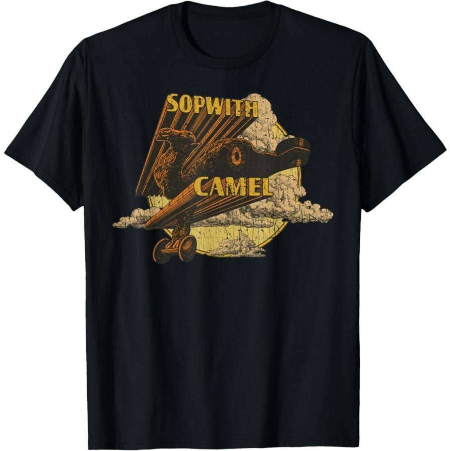 Винтажная футболка с ретро истребителем Sopwith Camel времен Первой мировой войны XXXXXL чёрный