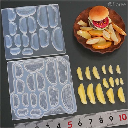 Kamejima Shoten Soft Mold, 3D French Fries Shape, Silicone Hobby Tool, C-719