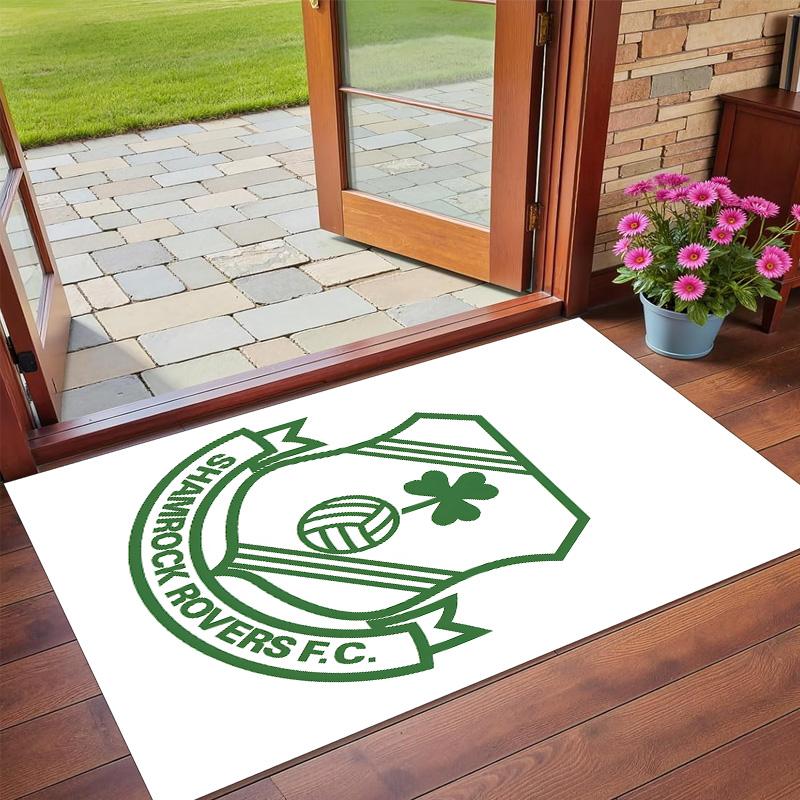 Anti‑Slip Crystal Velvet Floor Rug, Shamrock Rovers Design Carpet for Indoor Living Bedroom Home Decoration
