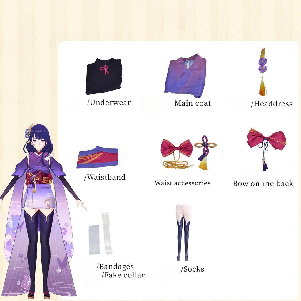 Gra Genshin Impact Kostium Raiden Shogun Baal Stroje Sukienka Peruka Nakrycia Głowy Raiden Ei Halloween Karnawał Cosplay Dla Genshin