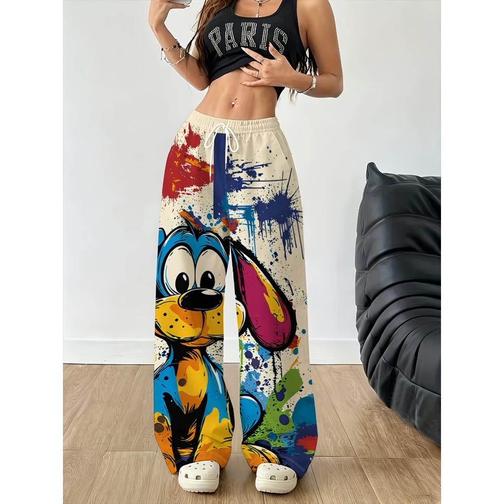 Women's Fashion Casual Wide-leg Pants Trousers Drawstring Elastic Waist Spring and Autumn Sweatpants