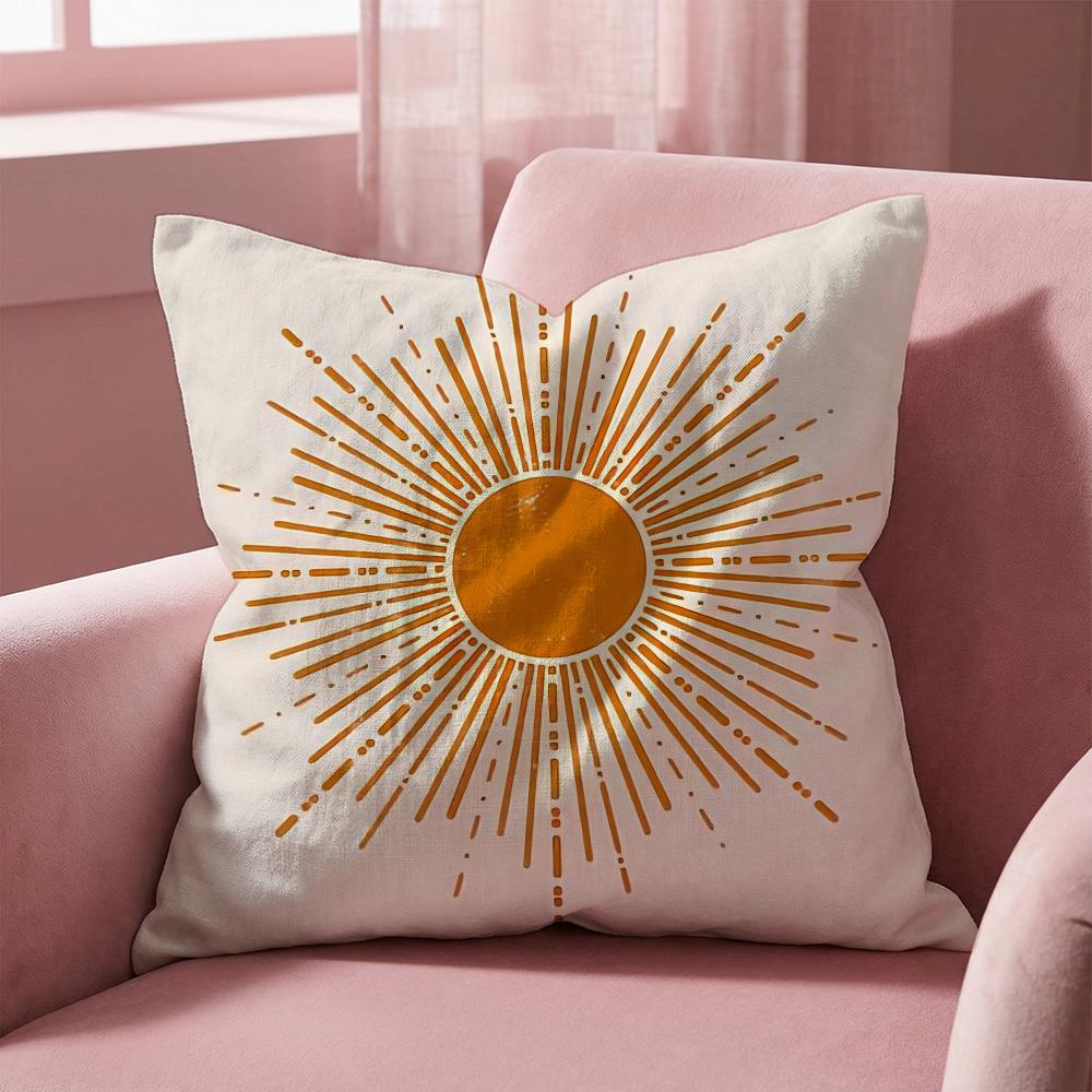 Retro Modern Sun Cushion Cover Multi-Scene Pillow Cover for Home & Car - Reversible, Soft & Durable for Daily Use