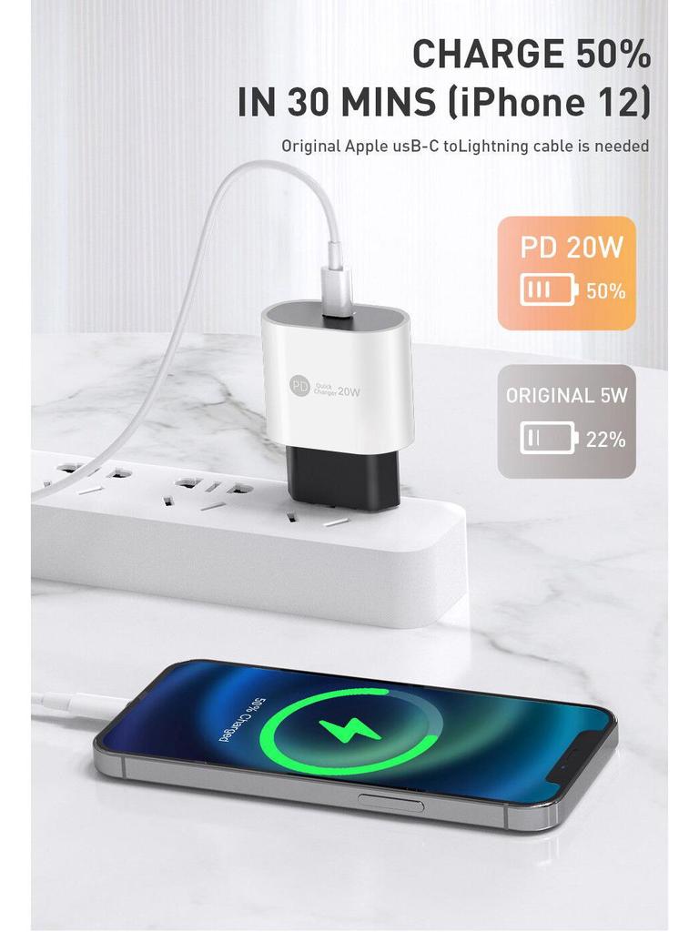 20W PD Fast Charger - EU, US, UK Plug, Single Port