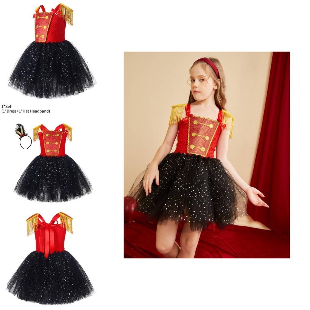 Elegant Nutcracker Dress With Sequin Accents Cosplay Outfit For Girls On Halloween